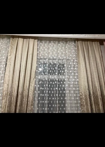 Bej Nakışlı 4 Parça Perde Takımı - Görsel 4