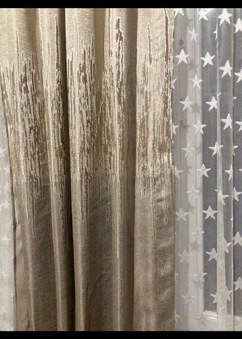 Bej Nakışlı 4 Parça Perde Takımı - Görsel 5