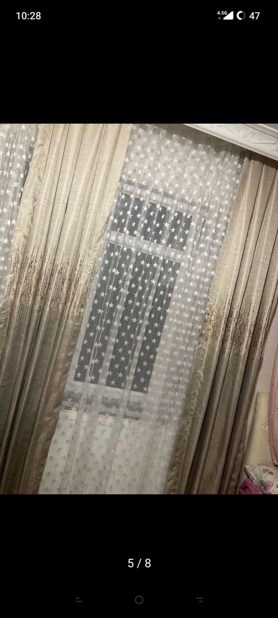 Bej Nakışlı 4 Parça Perde Takımı - Görsel 3