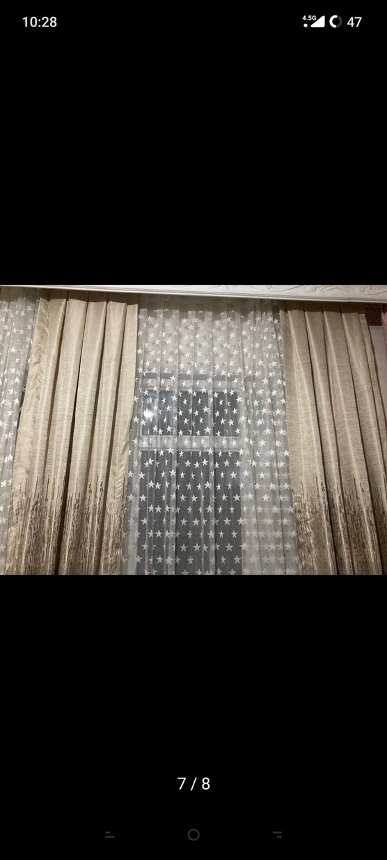 Bej Nakışlı 4 Parça Perde Takımı - Görsel 4