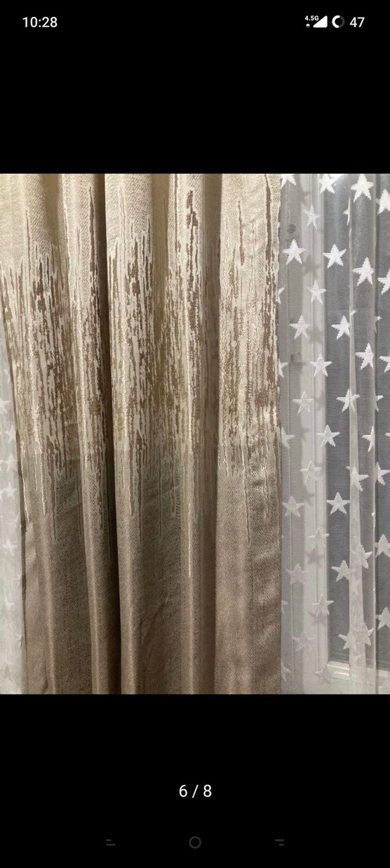 Bej Nakışlı 4 Parça Perde Takımı - Görsel 5