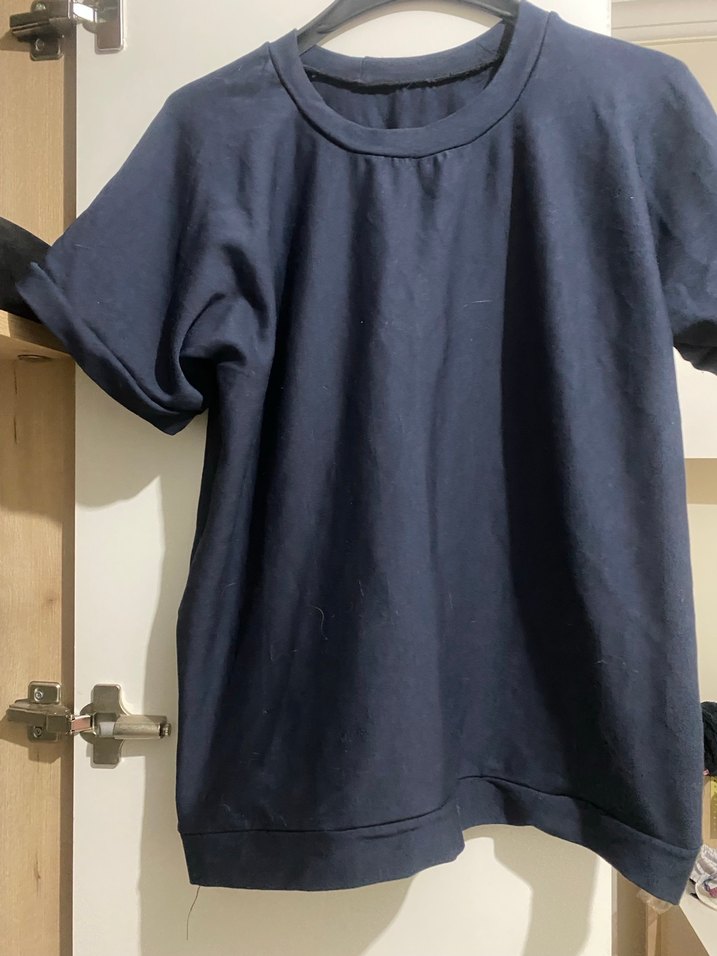 Lacivert Keten Tişörtü, Kısa Kollu - Görsel 2