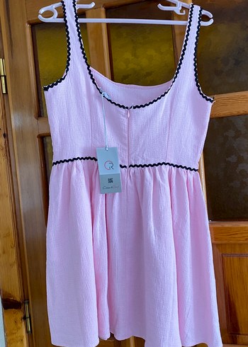 Diğer (Bride) Pembe Askılı Mini Boy Elbise