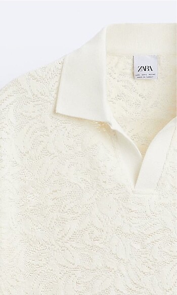 Zara dantelli polo yaka tişört