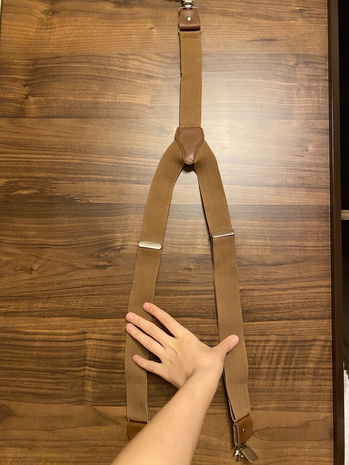 Bej Deri pantolon Askısı Tokalı - Görsel 2