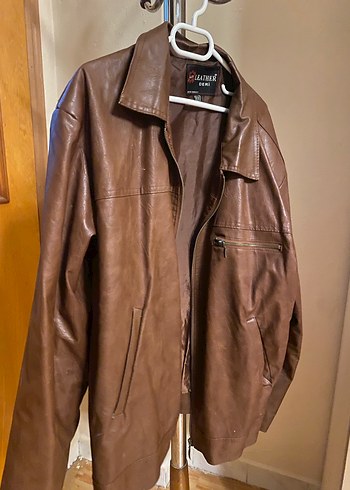 Kahverengi Deri Erkek Ceket - Görsel 3