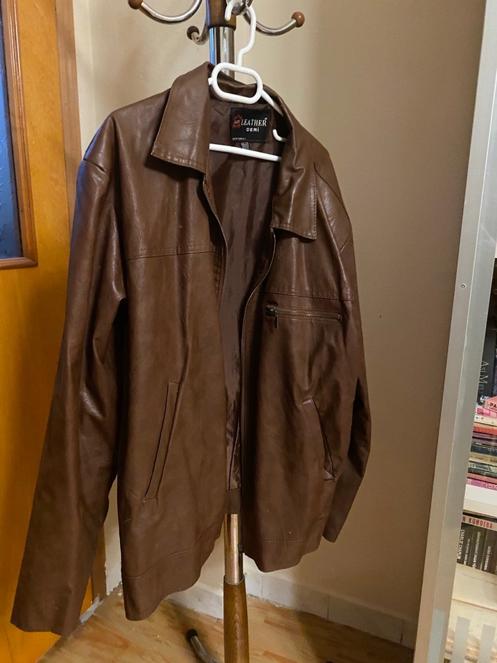 Kahverengi Deri Erkek Ceket - Görsel 2