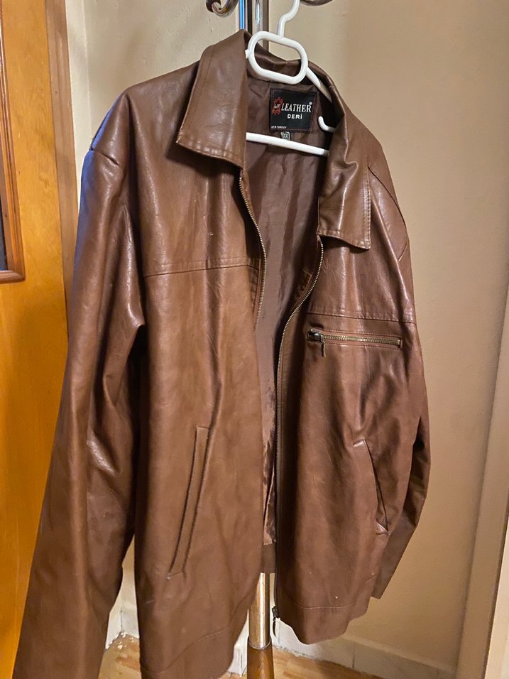 Kahverengi Deri Erkek Ceket - Görsel 3