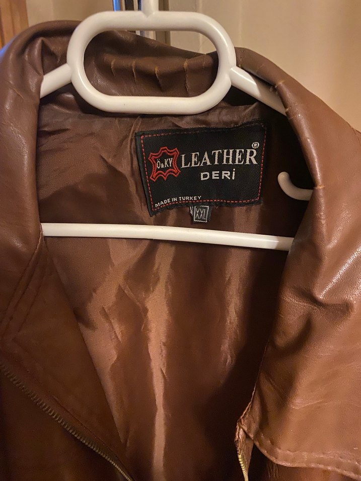 Kahverengi Deri Erkek Ceket - Görsel 4