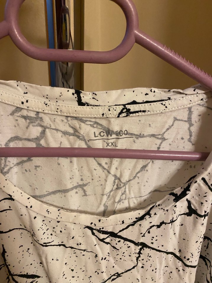 Erkek Beyaz Gri Batik Desenli Salaş Tişört - Görsel 3