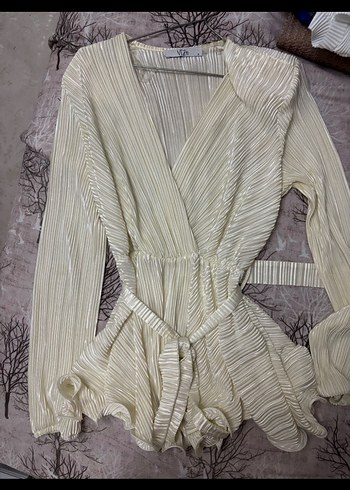 Bej Piliseli Uzun Kollu Kadın Takım - Görsel 3