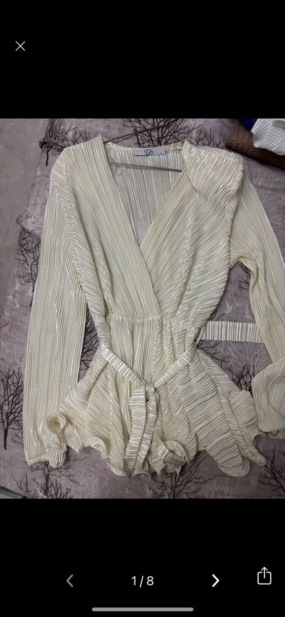 Bej Piliseli Uzun Kollu Kadın Takım - Görsel 3