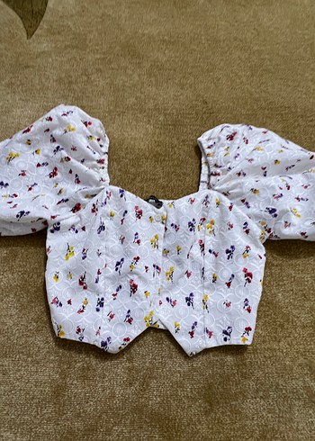 Beyaz Keten Mini Straplez Bluz - Görsel 10