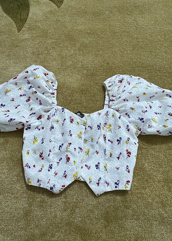 Beyaz Keten Mini Straplez Bluz - Görsel 5