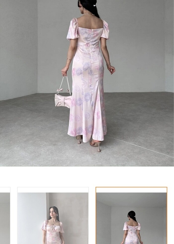 S beden saten şık elbise - Görsel 3