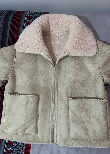 Bej Kadın Süet Kürklü Kışlık Ceket - Görsel 4