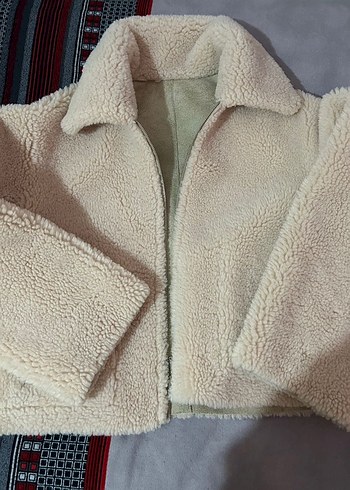 Bej Kadın Süet Kürklü Kışlık Ceket - Görsel 6