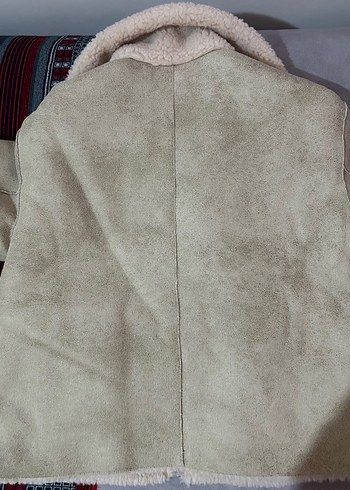 Bej Kadın Süet Kürklü Kışlık Ceket - Görsel 5