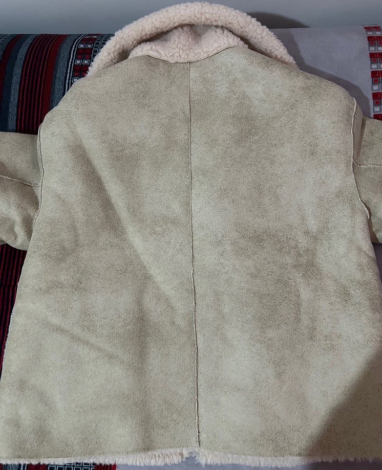 Bej Kadın Süet Kürklü Kışlık Ceket - Görsel 5