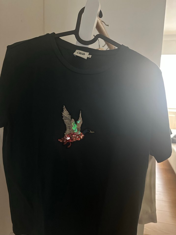 Renkli İşlemeli Boncuklu Kadın tişört - Görsel 4