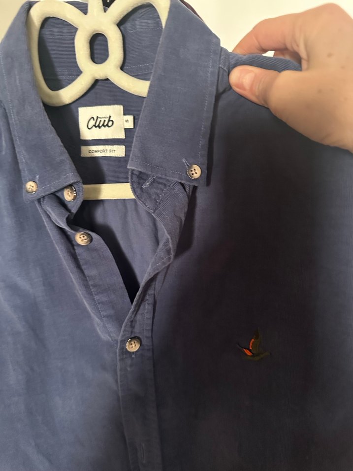 Düğmeli Kısa Kollu Mavi Denim Erkek Gömlek - Görsel 2