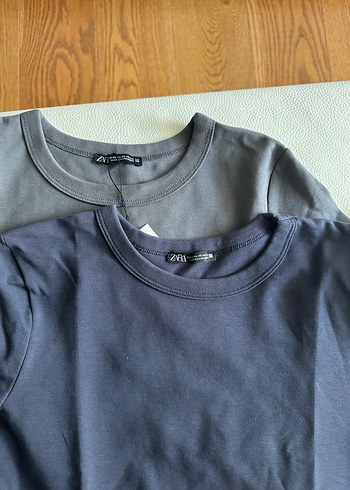 Gri Kadın Basic Tişört, Yuvarlak Yaka, Kısa Kollu - Görsel 2