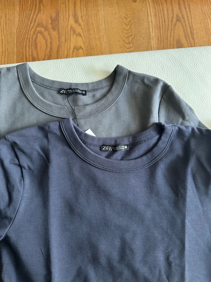 Gri Kadın Basic Tişört, Yuvarlak Yaka, Kısa Kollu - Görsel 2