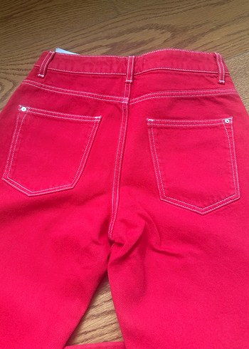 Kadın Parlak Kırmızı Midi Jean - Görsel 4