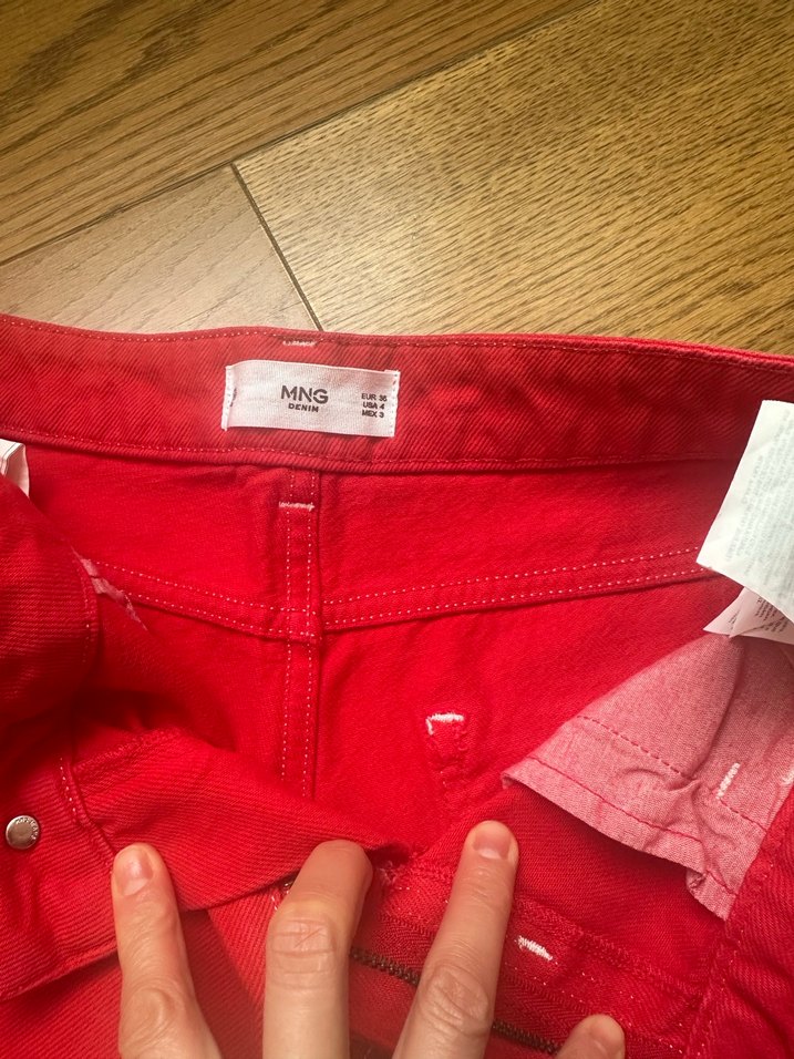 Kadın Parlak Kırmızı Midi Jean - Görsel 3