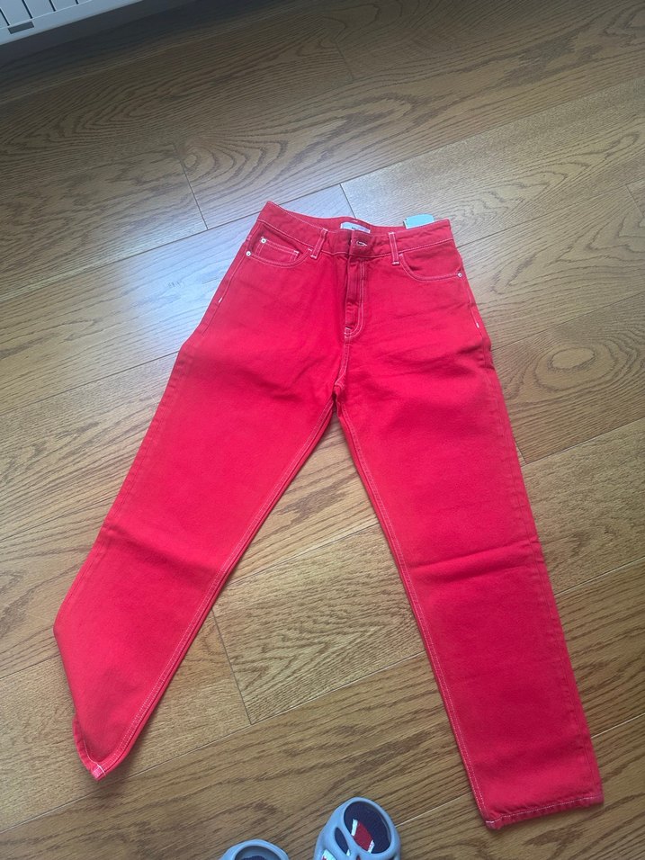 Kadın Parlak Kırmızı Midi Jean - Görsel 2