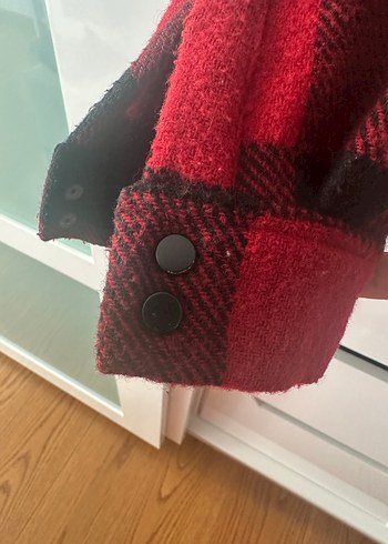 Kırmızı Ekoseli Kadın Yün Gömlek - Görsel 3