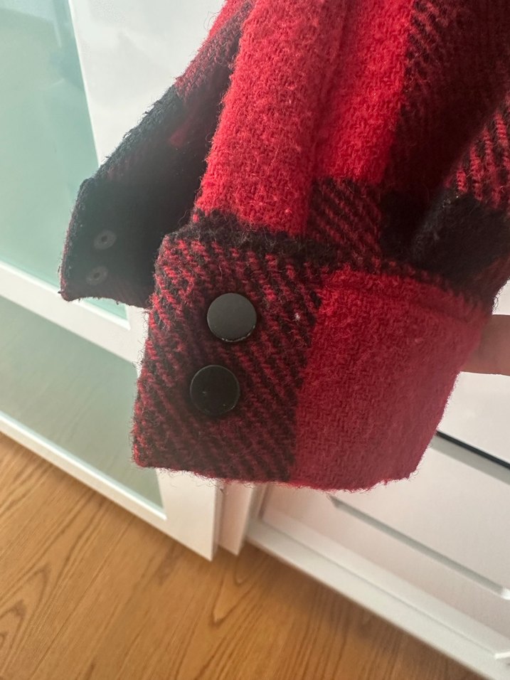 Kırmızı Ekoseli Kadın Yün Gömlek - Görsel 3