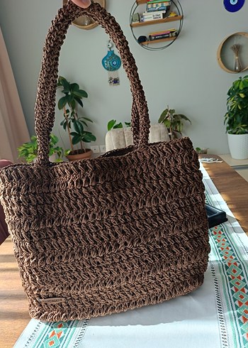 Zara Kahverengi Örgü Kadın Çanta