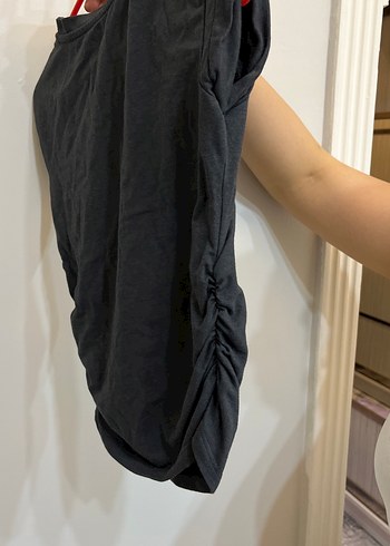 Bershka Kadın gri Kısa Kollu Keten Tişört