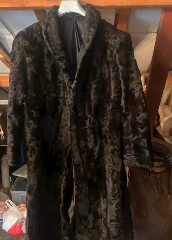 Siyah uzun gerçek kürk palto - Görsel 2
