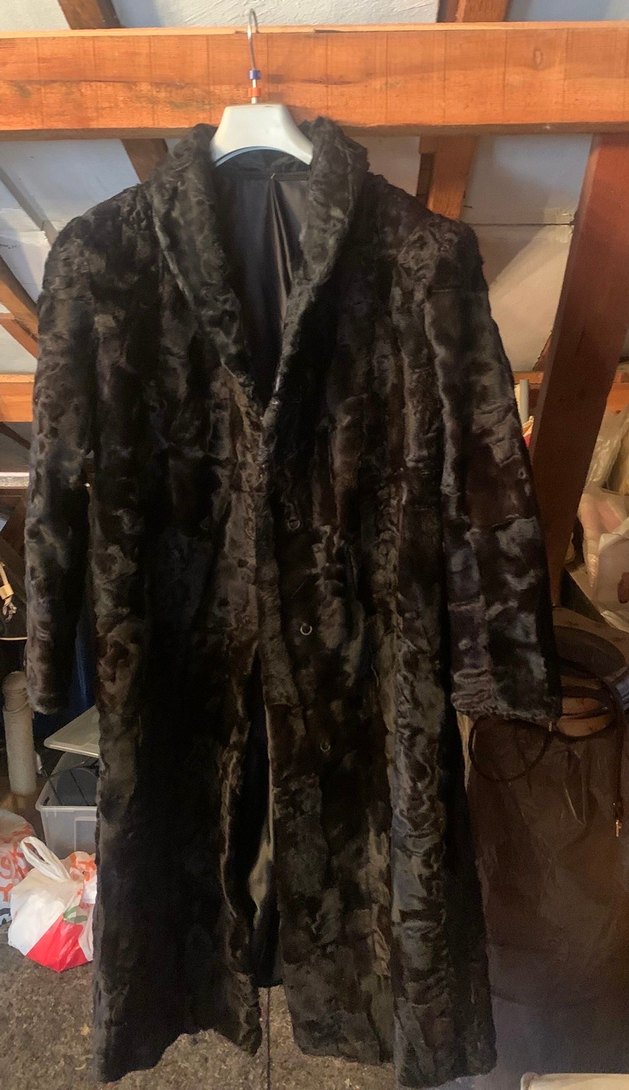 Siyah uzun gerçek kürk palto - Görsel 2