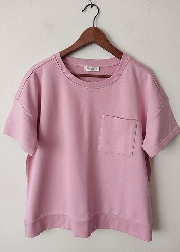 Hays marka pembe renkli kısa kollu ince sweatshirt