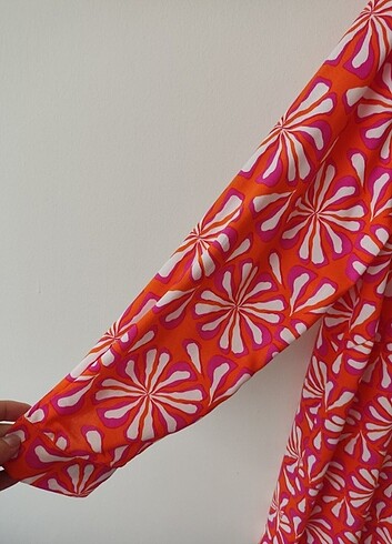 xxl Beden My Bra Fashion marka turuncu pembe desenli gömlek elbise, Zara s