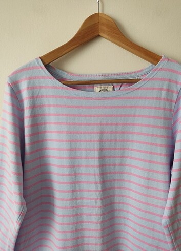 Joules Joules marka lila rengi üzerine pembe çizgili sweatshirt 