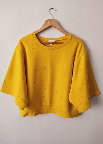 Twist marka sarı renkli taşlı sweatshirt