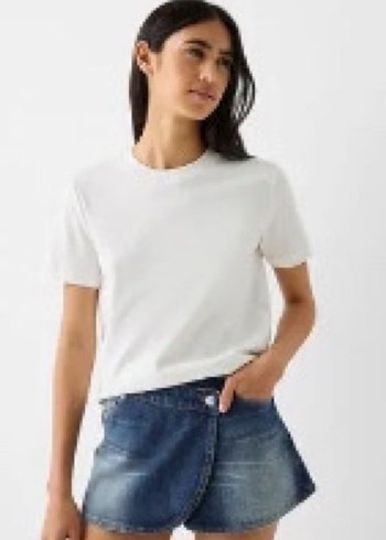 Bershka Koyu Mavi Mini Kot şort etek