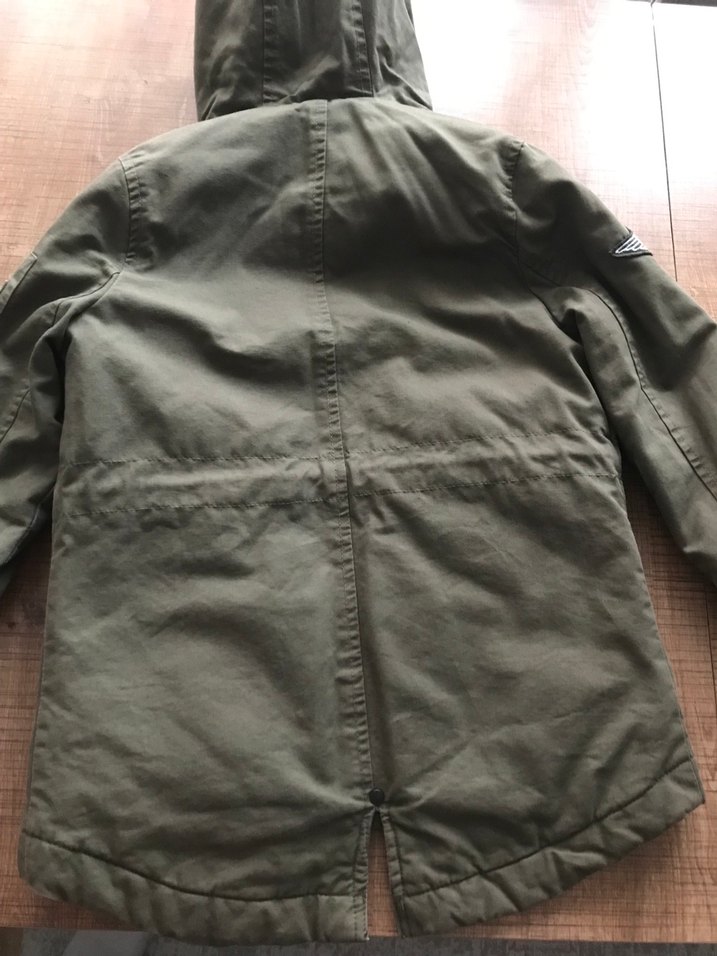 Haki Rengi Kamuflaj Desenli Kapüşonlu Erkek Çocuk Mont - Görsel 5