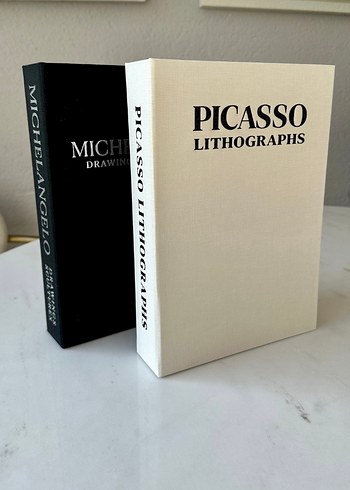 Beden KUMAŞ KAPLI Picasso ve Michelangelo Dekoratif Sanat Kitap Kutu