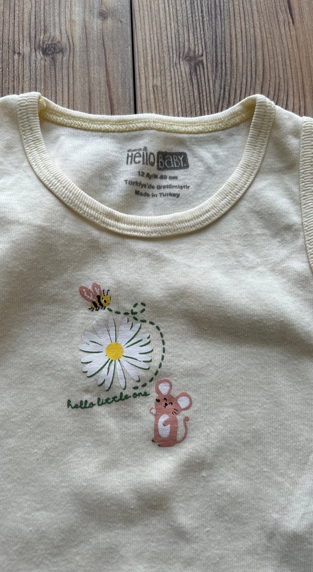 Sarı Pamuklu Bebek Kolsuz Body - Görsel 3