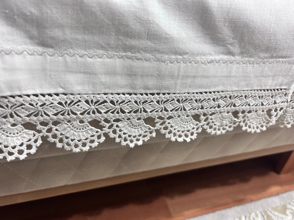 Dantel Detaylı Beyaz çarşaf - Görsel 4