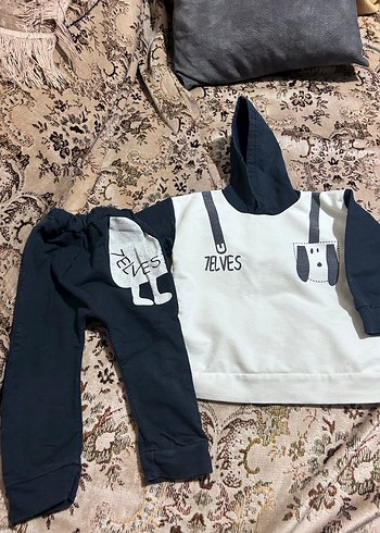 Kapüşonlu, uzun kollu bebek erkek takım - Görsel 3