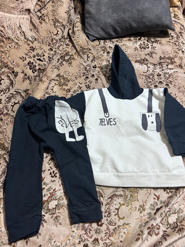 Kapüşonlu, uzun kollu bebek erkek takım - Görsel 3