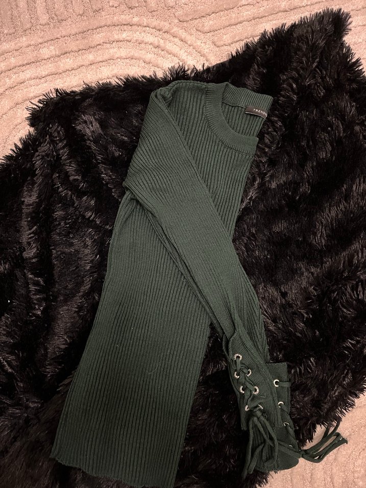 Yeşil Örgü Kadın Kazak - Görsel 2