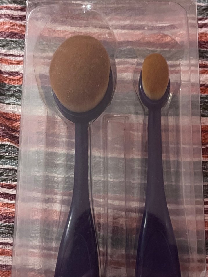 Bej Oval Makyaj Fırçası Seti - Görsel 2