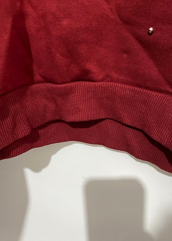 l Beden bordo Renk Bordo Payetli Kadın Sweatshirt
